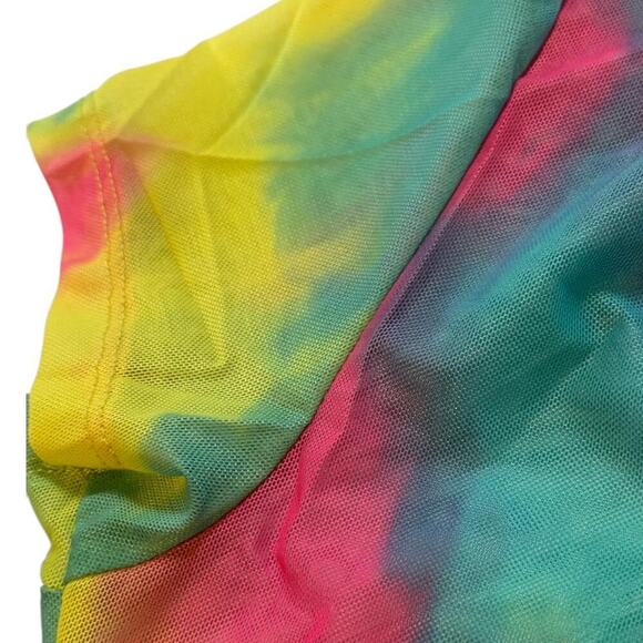 Revamp Tie-Dye Sheer Mini Bodycon Short Sleeve Bathing-suit Cover NWT - Picture 4 of 6